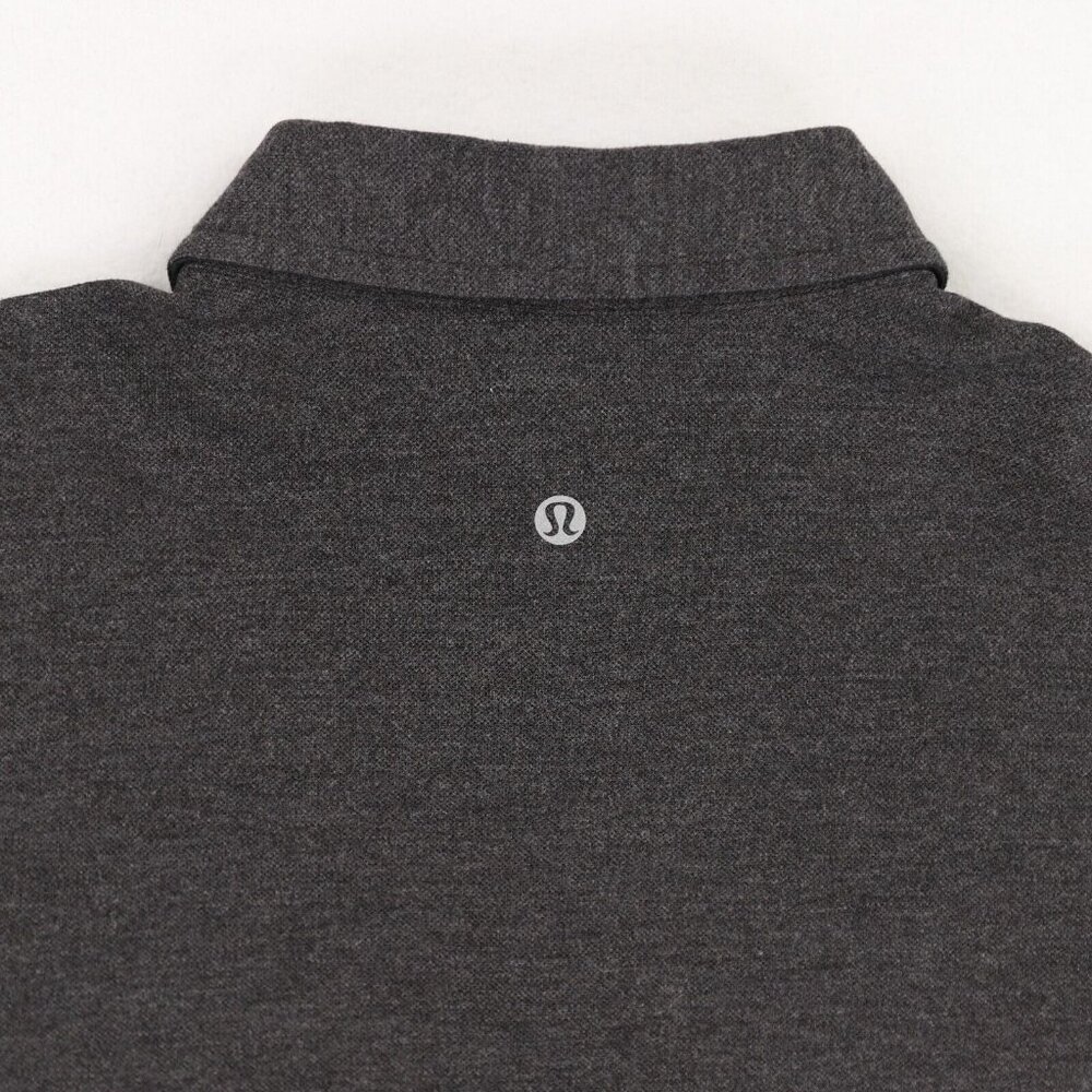 Lululemon Polo Shirt Mens Large Charcoal Gray Performance Cutaway Spread Collar - Picture 7 of 7